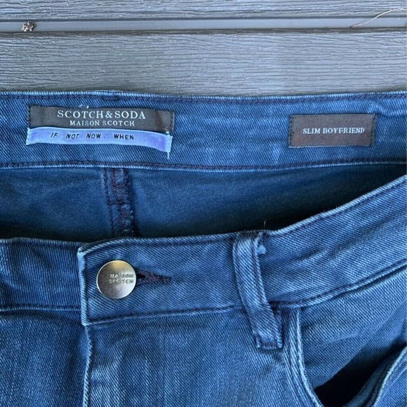 Scotch & Soda Womens Maison Boyfriend Jeans Blue Stretch Fringe Slim Fit 29 - Picture 5 of 8